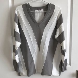 NWOT White and Gray Stripe Pullover Sweater